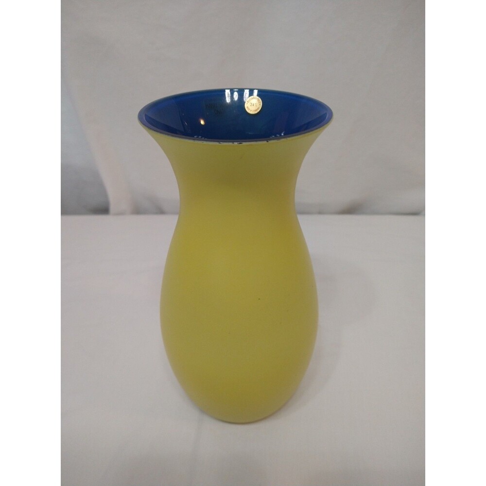 Vintage Bleikristall Germany 24% Lead Crystal Yellow/Blue